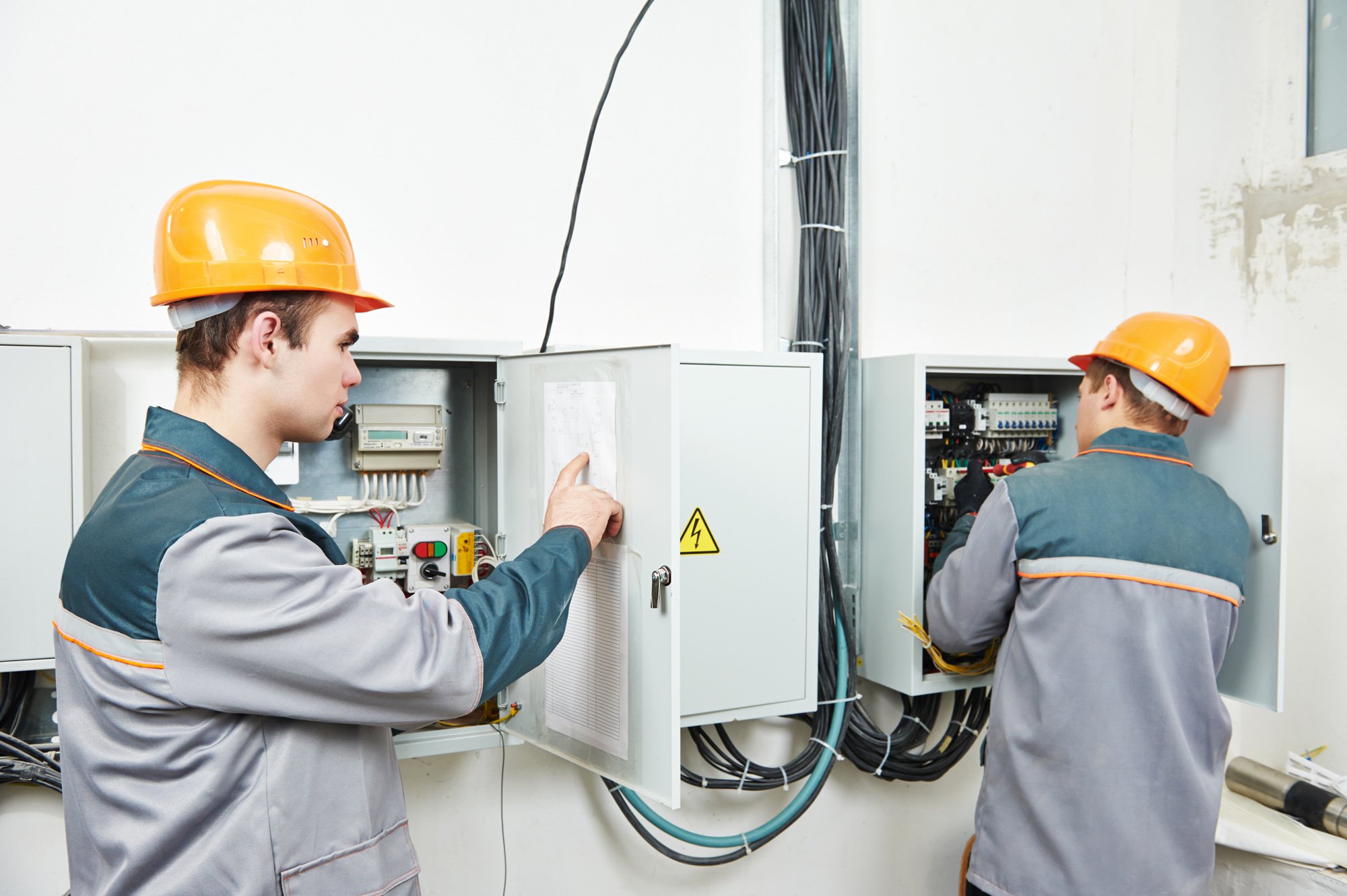 Electrician working on residential wiring